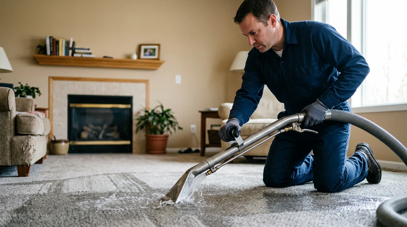 Water damage restoration technician working near Leighton, AL